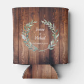 Botanisches Aquarell Blätter rustikales Holz Hochz Dosenkühler (Rückseite)