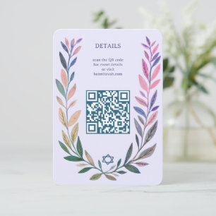 Botanisches Aquarell CUSTOM QR Bar Mitzwa Begleitkarte