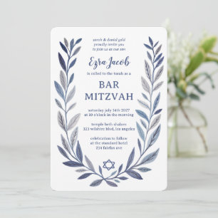 Botanisches Aquarell Davidstern Bar/Bat Mizwa Einladung