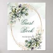 Botanisches Aquarell-Gästebuch-Tischschild Poster (Vorne)