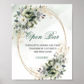 Botanisches Aquarell Open Bar Tischschild Poster (Vorne)