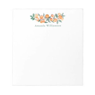 Botanisches Aquarell Orange Personalisierter Name Notizblock