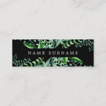 Botanisches Aquarell-Schwarz-MiniVisitenkarte