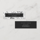 Botanisches Aquarell-Schwarzes u. Weiß Mini Visitenkarte (Vorne/Hinten)