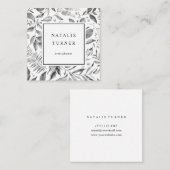 Botanisches Aquarell-Schwarzes u. Weiß Quadratische Visitenkarte (Vorne/Hinten)