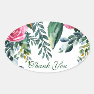 Botanisches Aquarell Vintages Blumengebäck Blätter Ovaler Aufkleber