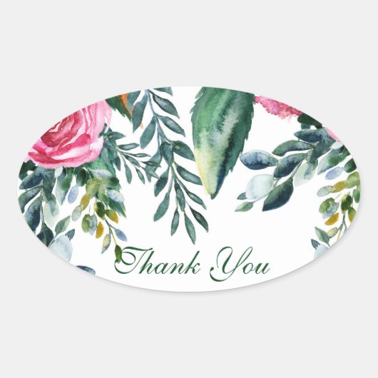 Botanisches Aquarell Vintages Blumengebäck Blätter Ovaler Aufkleber (Vorderseite)