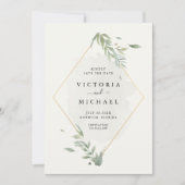 Botanisches Aquarellblatt Elegante Hochzeit Save The Date (Vorderseite)