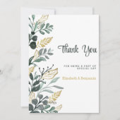 Botanisches Aquarellgoldgrün Danke Einladung (Vorderseite)