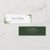 Botanisches Aquarellgrün-Blätter Mini Visitenkarte (Vorne/Hinten)