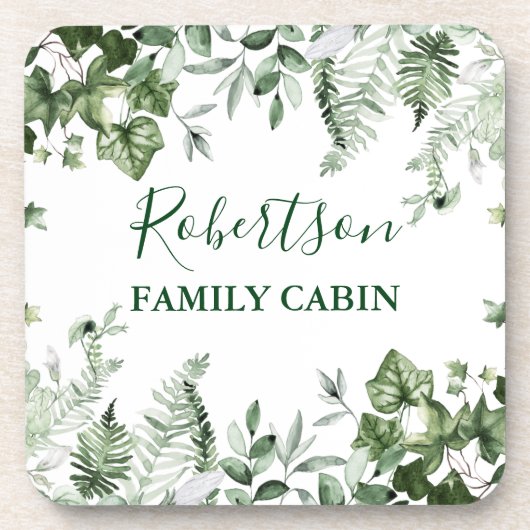 Botanisches Aquarellkabine Ivy Ferns Sage Getränkeuntersetzer (Vorderseite)