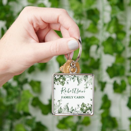 Botanisches Aquarellkabine Ivy Ferns Sage Schlüsselanhänger (Hand)