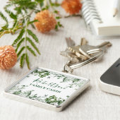 Botanisches Aquarellkabine Ivy Ferns Sage Schlüsselanhänger (Seite)