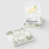 Botanisches Aquarellkabine Ivy Ferns Sage Steinuntersetzer (Seitenansicht)