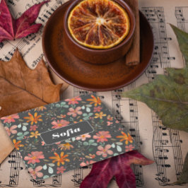 Botanisches Aquarellmuster, kundengrau Rechteckiger Pappuntersetzer