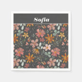 Botanisches Aquarellmuster, kundengrau Serviette (Vorderseite)