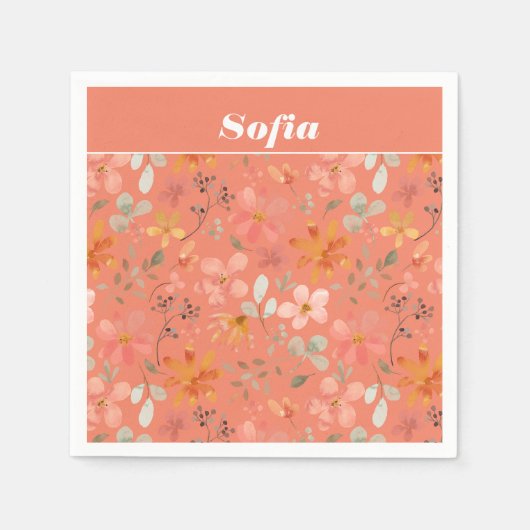 Botanisches Aquarellmuster Serviette (Vorderseite)