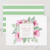Botanisches Aquarellrosa Save the Date (Vorne/Hinten)