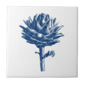 Botanisches Artichoke Print, Indigoblau und Weiß Fliese (Vorderseite)