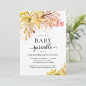 Botanisches Baby Sprinkle aus Gold Blush Herbst Einladung (Stehend Vorderseite)