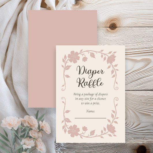 Botanisches Babyshower-Windel-Raffle-Blush Begleitkarte