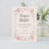 Botanisches Babyshower-Windel-Raffle-Blush Begleitkarte (Stehend Vorderseite)