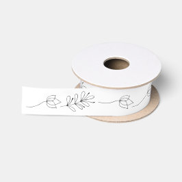 Botanisches Band Schwarz-Weiß Satinband
