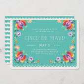 Botanisches Banner Fiesta Einladung - Türkis (Vorne/Hinten)