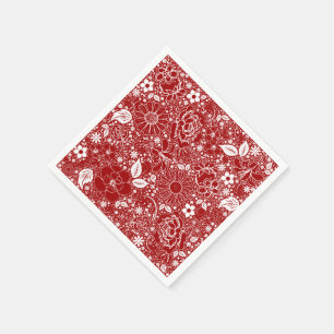 Botanisches Beauties Rot-Paper Party Napkins Serviette