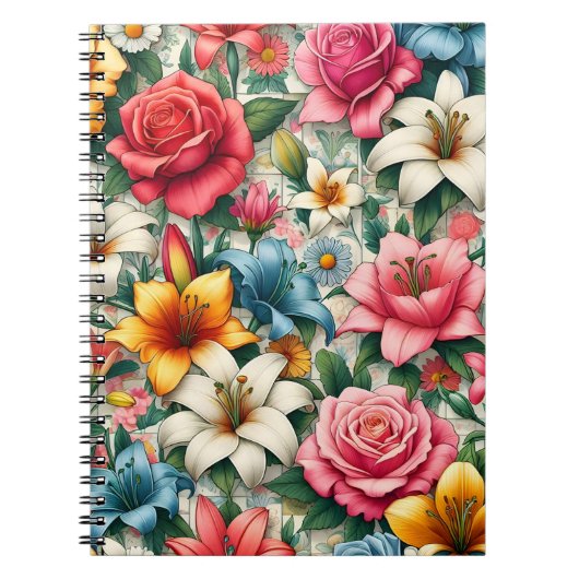 Botanisches Beauty-Tile-Notebook Notizblock (Vorderseite)