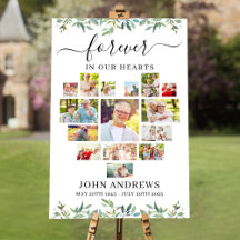 Botanisches Beerdigungsposter mit Herz-Collage