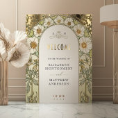 Botanisches Begrüßungszeichen mit Gold Magnolia Foliendrucke