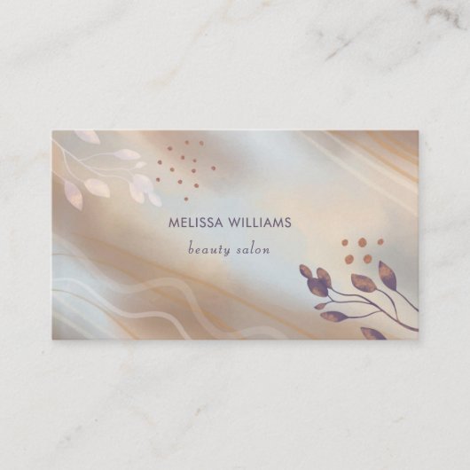 Botanisches Beige Abstrakt Visitenkarte (Vorderseite)