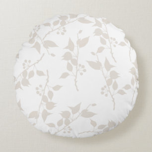 Botanisches Beige-Blattmuster  Rundes Kissen
