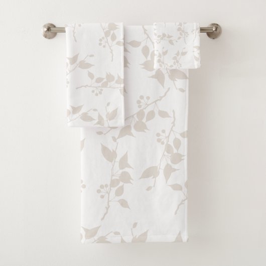 Botanisches Beige Dekorationsmuster Badhandtuch Set (Insitu)