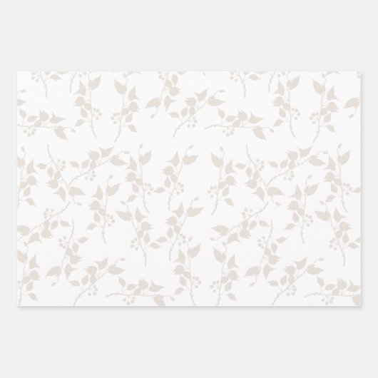 Botanisches Beige Dekorationsmuster Geschenkpapier Set (Vorderseite 3)