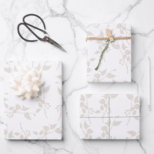 Botanisches Beige Dekorationsmuster Geschenkpapier Set
