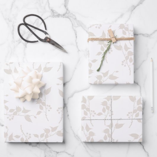 Botanisches Beige Dekorationsmuster Geschenkpapier Set (Vorderseite)