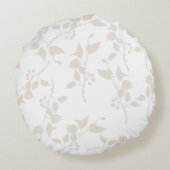 Botanisches Beige Dekorationsmuster Rundes Kissen (Rückseite)