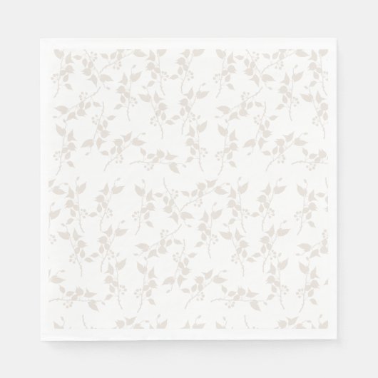 Botanisches Beige Dekorationsmuster Serviette (Vorderseite)