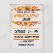 Botanisches Beige Erntedank Dinner Postkarte (Vorderseite)