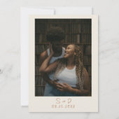 Botanisches Beige Foto Hochzeit Save The Date (Rückseite)