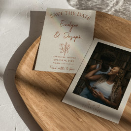 Botanisches Beige Foto Hochzeit Save The Date