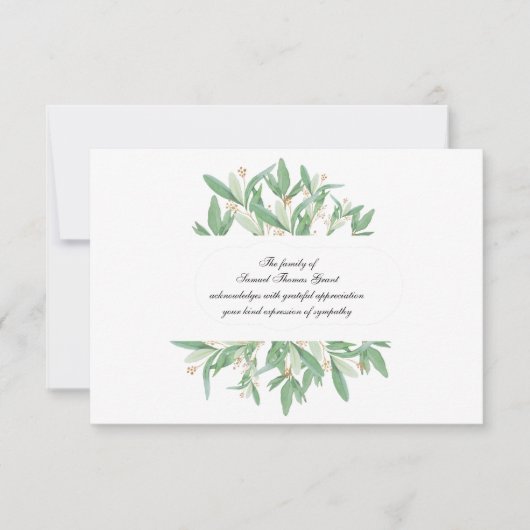 Botanisches Beileid Danke Karte (Vorderseite)