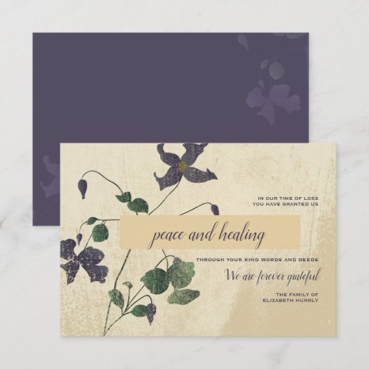 Botanisches Beileid Danke Karte (Vorne/Hinten)