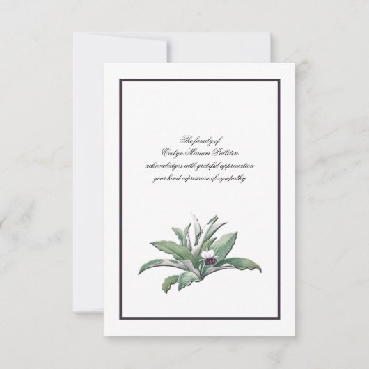 Botanisches Beileid Natur Danke Karte (Vorderseite)