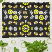 Botanisches Bienen-Blumen-Muster Geschirrtuch (Gefaltet)