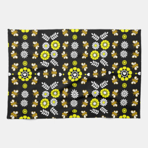 Botanisches Bienen-Blumen-Muster Geschirrtuch