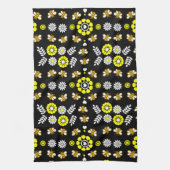 Botanisches Bienen-Blumen-Muster Geschirrtuch (Vertikal)