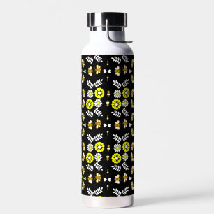 Botanisches Bienen-Blumen-Muster Trinkflasche